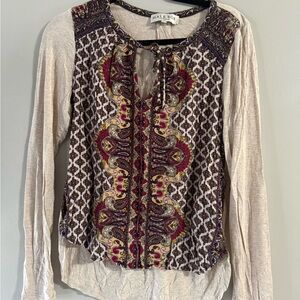 Hale Bob Women's Cream and Purple Patterned Blouse